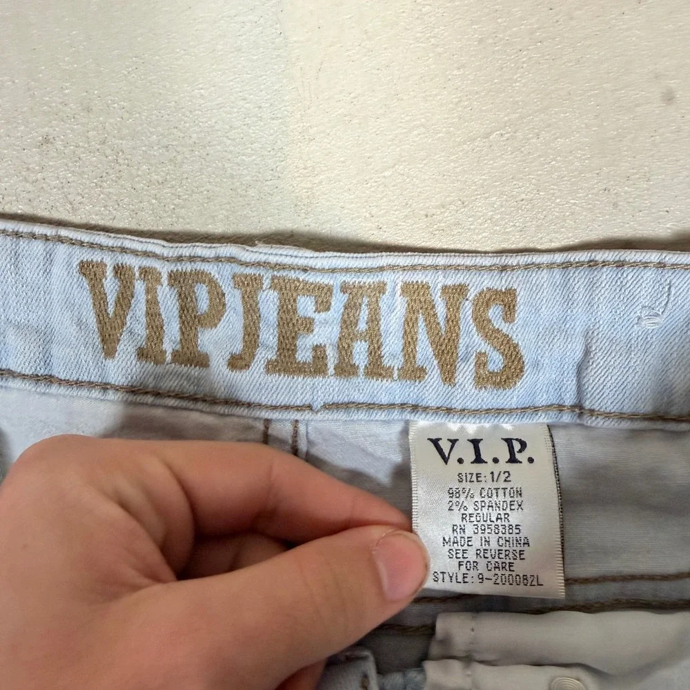 VIP Jeans Light Wash Distressed Fringe Denim Shorts Womens‎ Size 27